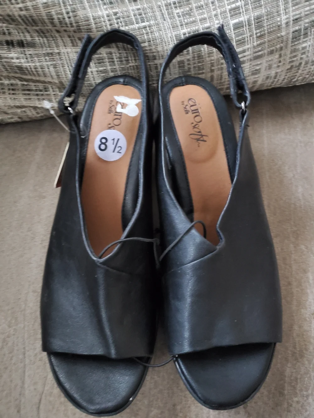 Euro Soft by Sofft Womens Vannie Heels Size 8.5 Black Open Toe Slingback